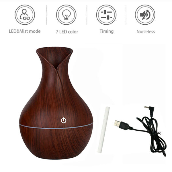 LED Ultrasonic Aroma Humidifier Essential Oil Diffuser Aromatherapy Air Purifier Home Small Incense Burner Holder Candle Yoga Fragrance Indoor Vase Shaped Aroma Burner Smoke Fountain Living Room Decor - Image 7