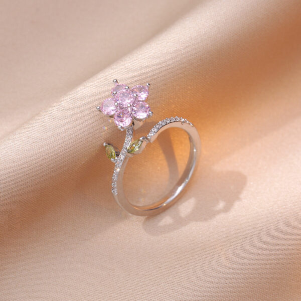 Zircon Temperament Temperamental Cold Style Fully Jeweled Loving Heart Ring - Image 5