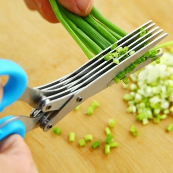 Multifunctional Multi-layer Green Onion Scissors Stainless Steel Onion Cutting Knife Herb Seaweed Spice Scissors Kitchen Scissor Kitchen Gadgets - Image 3