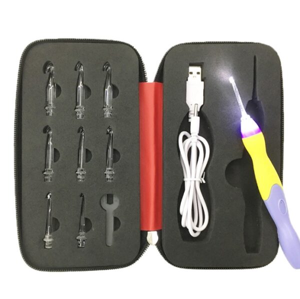 Rechargeable Light Crochet Hook With Interchangeable Head Knitting Needle Set - Image 7