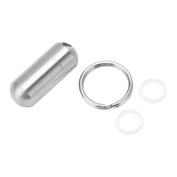 Portable Medicine Bottle Stainless Steel Waterproof Small Capsule Case Storage Container with Keychain - Image 9