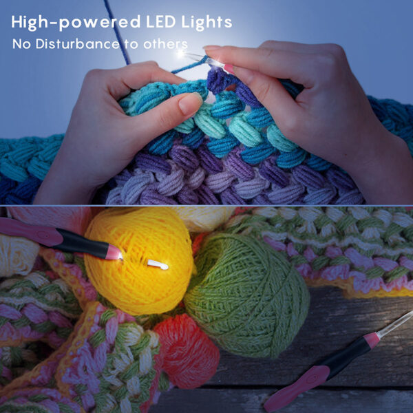 Rechargeable Light Crochet Hook With Interchangeable Head Knitting Needle Set - Image 9