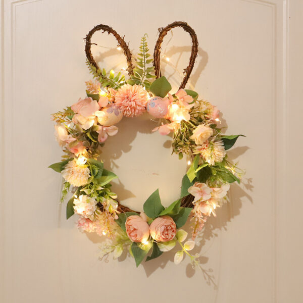 Easter Egg Simulation Wreath Easter Chrysanthemum Rabbit Modeling Decorative Pendant - Image 3