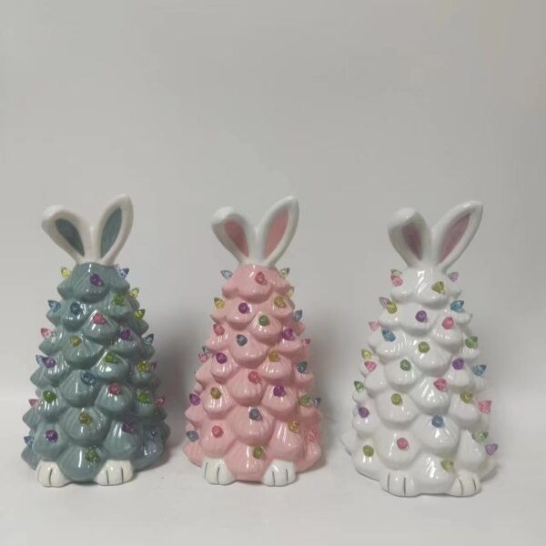 Easter Bunny Shape Ceramic Tree Decorations Spring Easter Bunny Glow Ornaments Easter Bunny Tree - Image 5