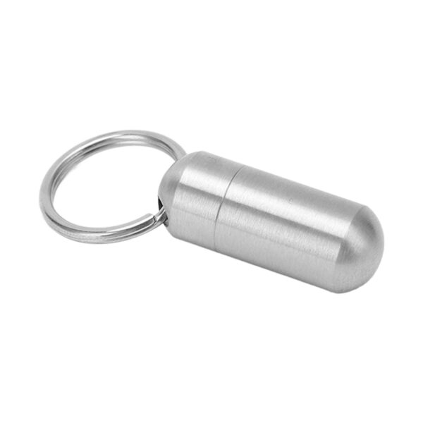 Portable Medicine Bottle Stainless Steel Waterproof Small Capsule Case Storage Container with Keychain - Image 10