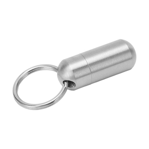 Portable Medicine Bottle Stainless Steel Waterproof Small Capsule Case Storage Container with Keychain - Image 6