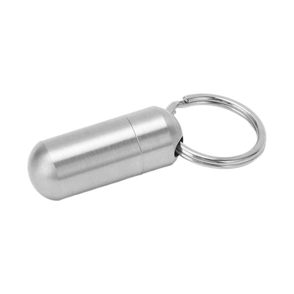 Portable Medicine Bottle Stainless Steel Waterproof Small Capsule Case Storage Container with Keychain - Image 7